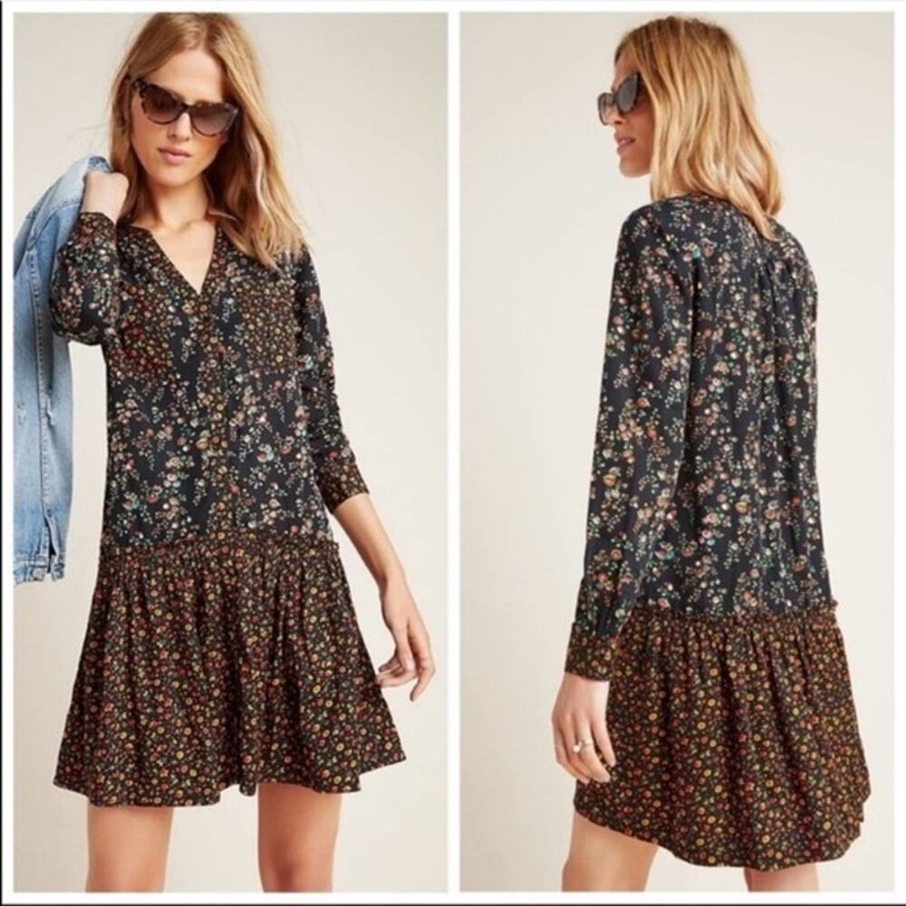 Maeve by Anthropologie | Size 0 Marlie Floral Button Front Drop Waist Dress